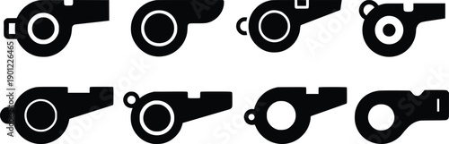 Whistle Icon Set Vector Illustration for Sports, Referee, Coach, Signal and Alert Design