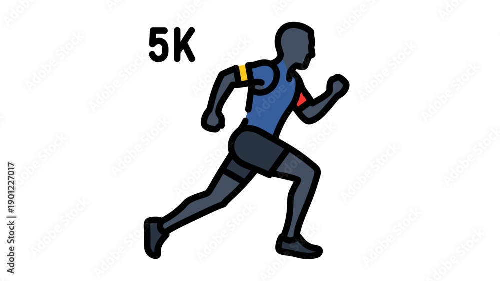 Fototapeta premium 5K Runner Icon Vector Illustration, Dynamic Action Pose, Sports and Fitness Concept Graphic for Health and Wellness Apps