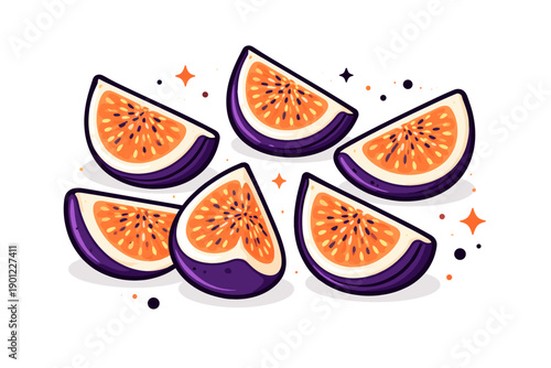 Colorful abstract fruit wedges on white background