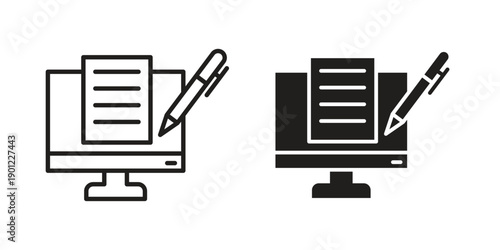 Blended learning icon for mobile concept and web apps, editable stroke