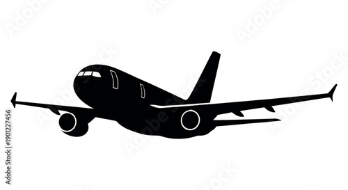 Modern commercial airplane silhouette flying high