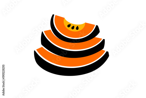 Abstract geometric layers of stylized orange and black semi-circular shapes