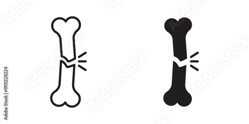 Broken bone icon for mobile concept and web apps, editable stroke