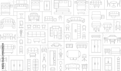 A blurry technical drawing or blueprint image isolated on transparent background