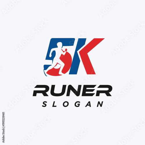 5k Marathon Running Logo design vector