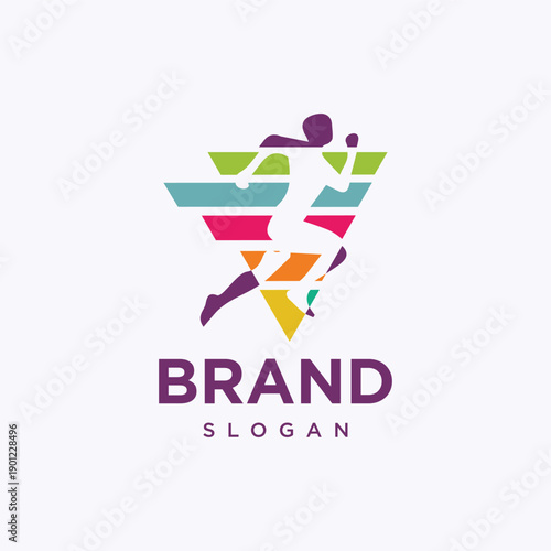 Marathon run logo design sport running competition sign