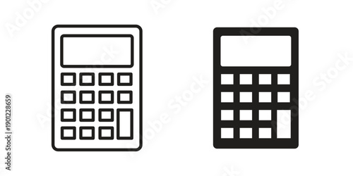 Calculator icon for mobile concept and web apps, editable stroke