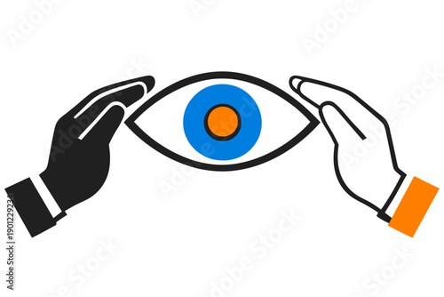 Abstract representation of unity and vision with black and white hands