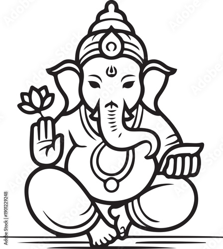 Lord Ganesha Line Art Spiritual Illustration