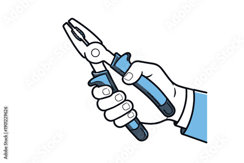 Hand holding blue-handled pliers for diy repairs and tool use