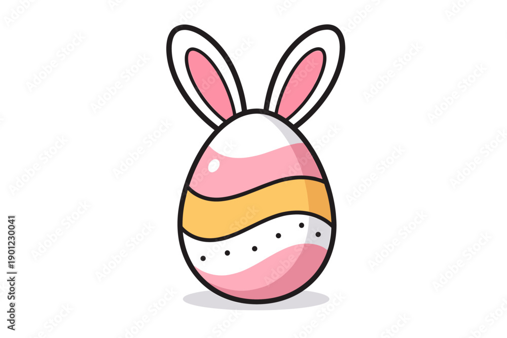 Fototapeta premium Colorful easter egg with bunny ears in pastel colors