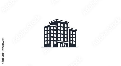 Modern office building icon illustration representing corporate business and city architecture
