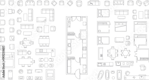Isolated blueprint object on transparent background