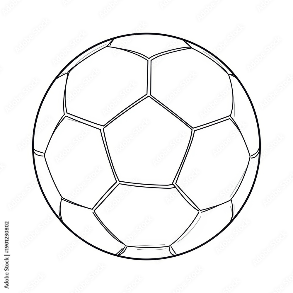 Fototapeta premium A black and white illustration of a traditional soccer ball design