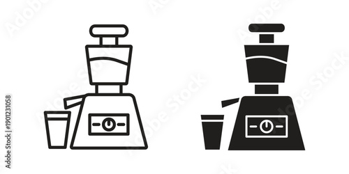 Cold pressed juicer icon for mobile concept and web apps, editable stroke