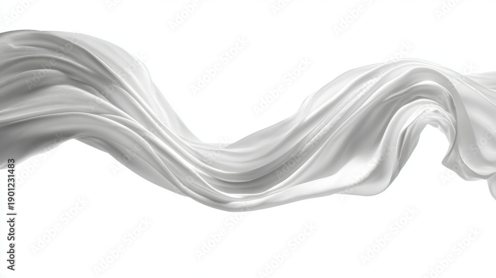 Obraz premium Elegant White Silk Fabric Flowing in the Wind