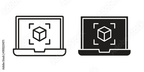 Computer simulation icon for mobile concept and web apps, editable stroke