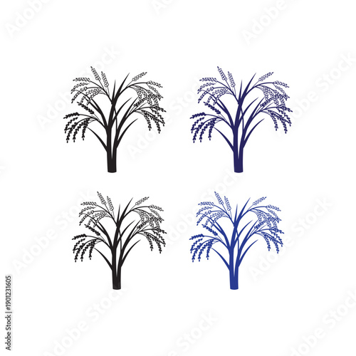 Stylized Rice or Wheat Plant Icons