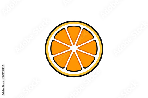 Bright orange slice on white background