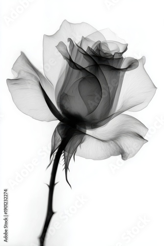Delicate X-Ray Rose in Monochrome