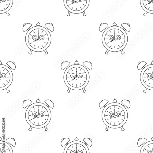 outline alarm clock seamless pattern