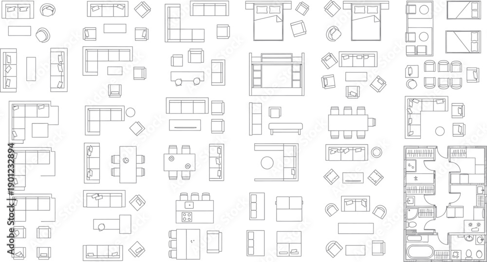 Obraz premium A collection of various technical blueprint drawings isolated on transparent background