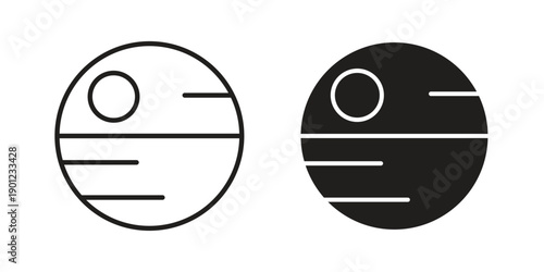Death star icon for mobile concept and web apps, editable stroke