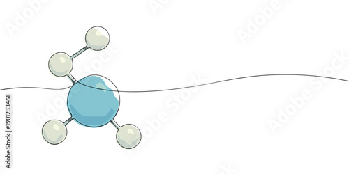 Minimal illustration of a molecular structure with connected atoms, representing chemistry, science, research, and atomic bonding concepts.