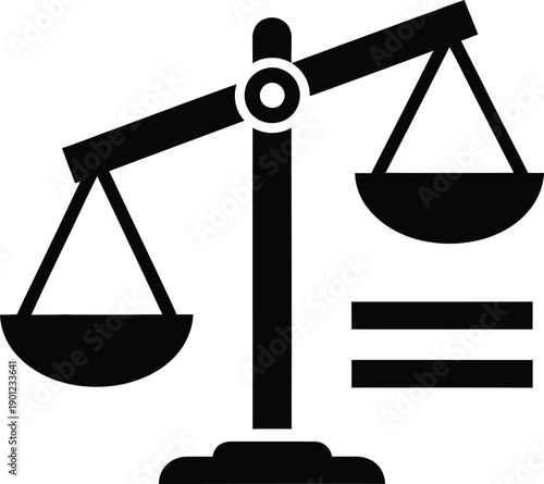 Balance scale with equal sign symbolizing justice and equality