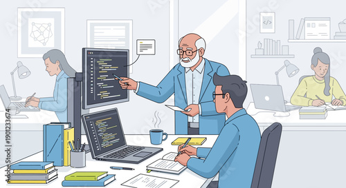 Software Developers Working on Code Project.