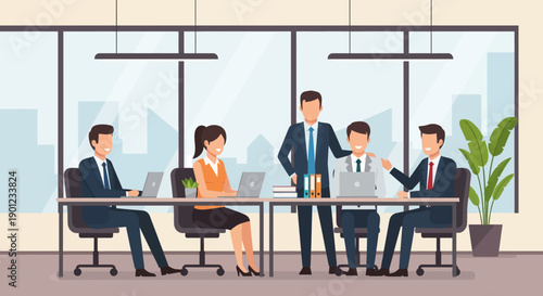 Business Professionals in Modern Office Meeting.