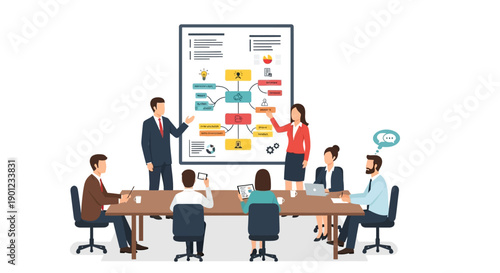 Business Meeting with Presentation Board.