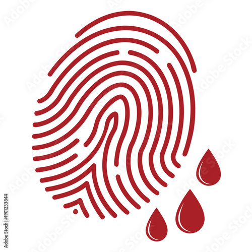 Red fingerprint with drops crime forensic