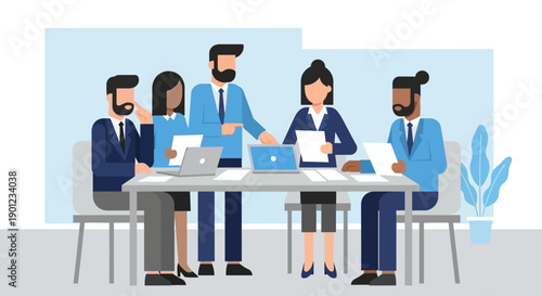 Business Professionals Meeting Around Table.