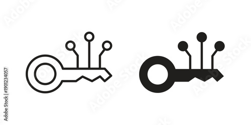 Digital key icon for mobile concept and web apps, editable stroke
