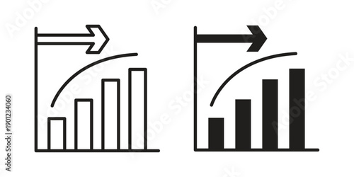 Diminishing returns icon for mobile concept and web apps, editable stroke