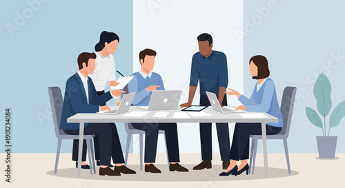 Business Professionals Meeting Around Table.