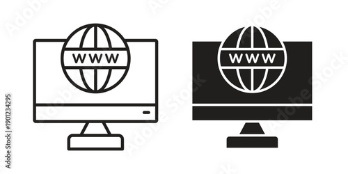 Domain icon for mobile concept and web apps, editable stroke