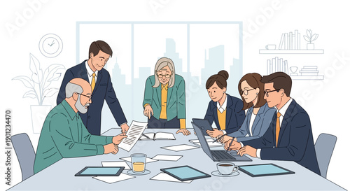 Business Professionals Meeting Around Table.