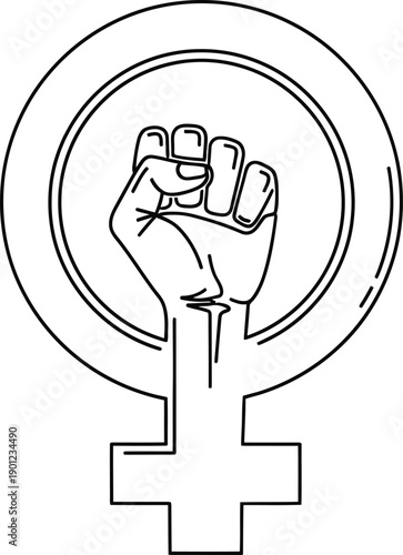 Feminist symbol with raised fist and venus symbol