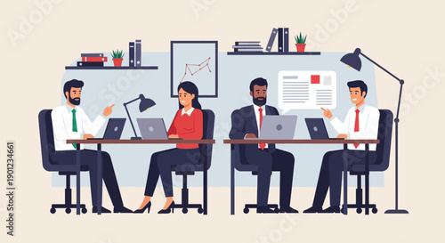 Business Professionals Working Together Office.