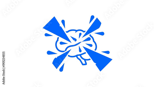Brain Explosion Icon - Mental Stress, Headache, Migraine, Overload, and Idea Burst Concept Vector Illustration