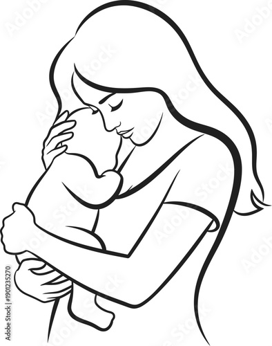 Tender moment of mother and newborn baby