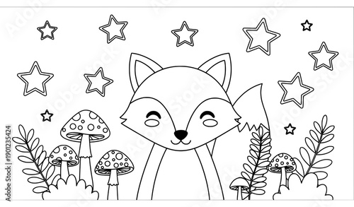 Friendly Fox Coloring Page for Kids Coloring Book