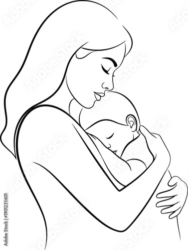 Tender moment of mother and newborn baby