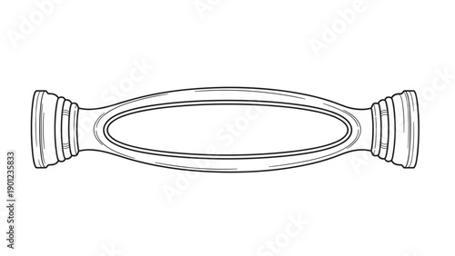 Elegant line art drawing of a symmetrical oval shaped drawer handle or decorative furniture hardware piece on a solid white background.