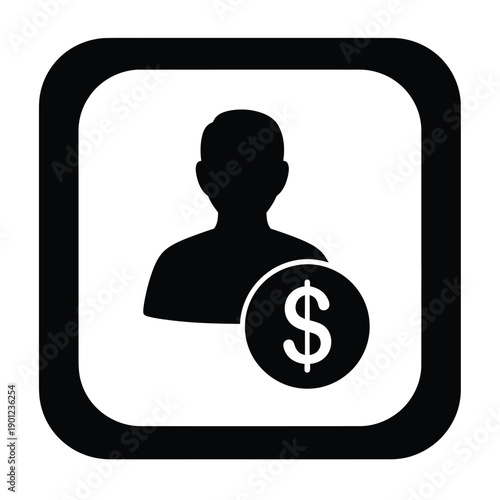 Black silhouette of a person with a dollar sign in a circle