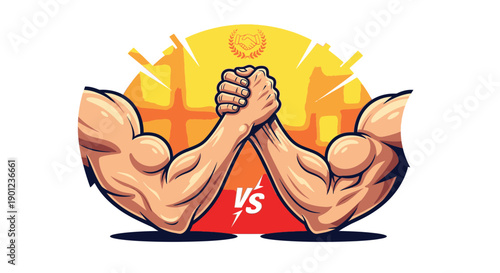 illustration of a strong man with his hands