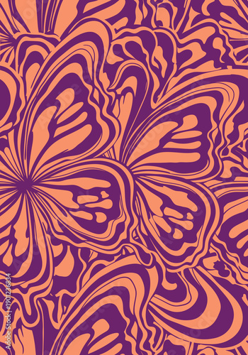 Vibrant Purple and Orange Butterfly Wing Abstract Psychedelic Pattern