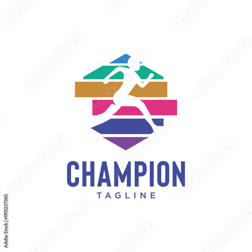 Run sport club logo design template